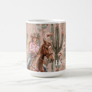Western Blond Cowgirl Pink Cactus Floral Kaffeetasse