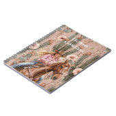 Western Blond Cowgirl Pink Cactus Floral Notizblock (Linke Seite)