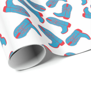 Western Blue and Red Cowboy Boots Geschenkverpacku Geschenkpapier