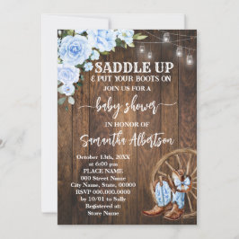 Western Blue Baby Dusche Country Boots Einladung