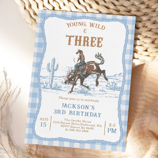 Western Blue Boys Rodeo 3. Geburtstagseinladung Einladung