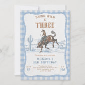 Western Blue Boys Rodeo 3rd Birthday Invitation Einladung (Vorderseite)