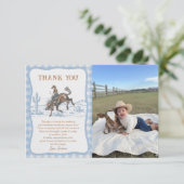 Western Blue Boys Rodeo Cowboy Dankeskarte (Stehend Vorderseite)
