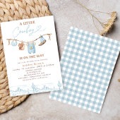 Western Blue Brown Clothesline Cowboy Baby Dusche Einladung