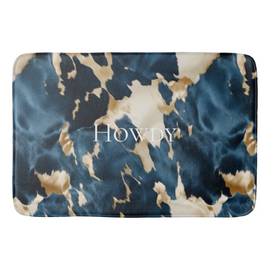 Western Blue Brown Gold Cowhide Badematte (Vorderseite)