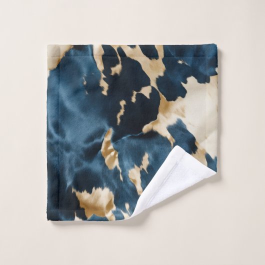 Western Blue Brown Gold Cowhide Badhandtuch Set (Waschlappen)