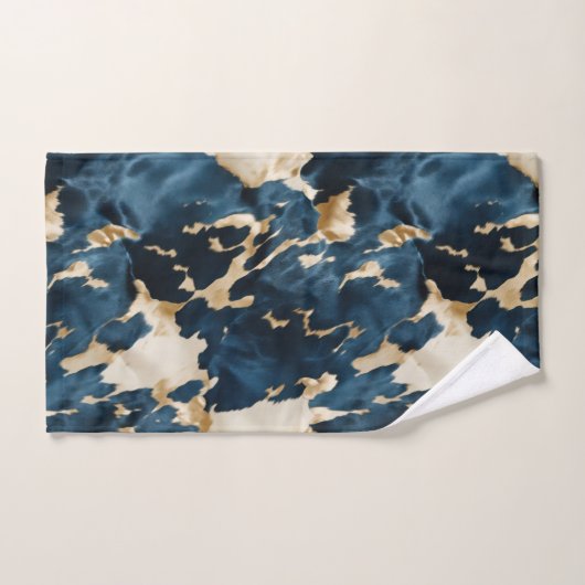 Western Blue Brown Gold Cowhide Badhandtuch Set (Handtuch)