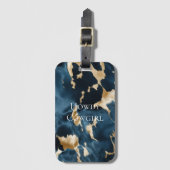 Western Blue Brown Gold Cowhide Gepäckanhänger (Vorderseite Vertikal)