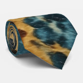 Western Blue Brown Gold Cowhide Krawatte (Gerollt)