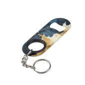 Western Blue Brown Gold Cowhide Mini Flaschenöffner (Rückseite Schrägansicht)