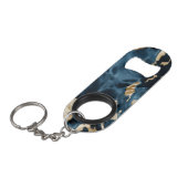 Western Blue Brown Gold Cowhide Mini Flaschenöffner (Vorderseite Schrägansicht)