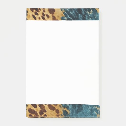 Western Blue Brown Gold Cowhide Post-it Klebezettel (Vorderseite)