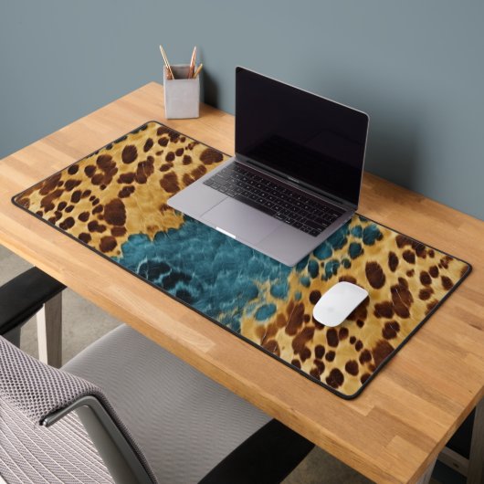 Western Blue Brown Gold Cowhide Schreibtischunterlage (Büro 2)
