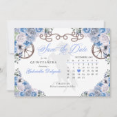Western Blue Charro Quinceañera Save the Date Einladung (Vorderseite)