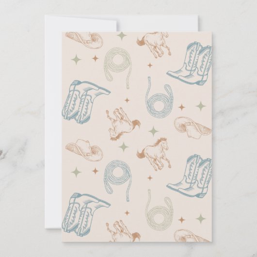 Western Blue Cowboy First Geburtstag Einladung (Rückseite)