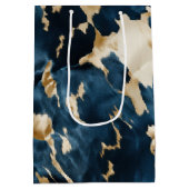 Western Blue Cream Gold Cowboy Cowgirl Cowhide Mittlere Geschenktüte (Rückseite)