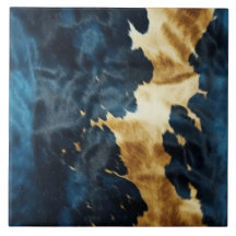 Western Blue Gold Cowboy Cowgirl Cowhide