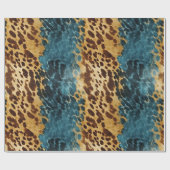 Western Blue Gold Cowhide Geschenkpapier (Flach)