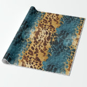 Western Blue Gold Cowhide Geschenkpapier (Ungerollt)