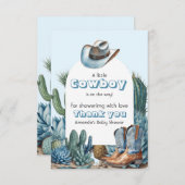 Western Blue Little Cowboy Rodeo Kinderdusche Dankeskarte (Vorne/Hinten)
