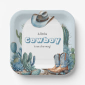 Western Blue Little Cowboy Rodeo Kinderdusche Pappteller (Vorderseite)