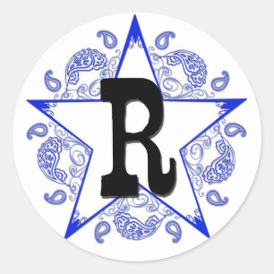 Western Blue "R" Monogramm Aufkleber