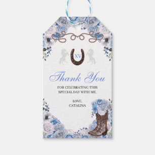 Western Blue Ranchero Quinceanera Gift Tags Geschenkanhänger