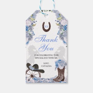 Western Blue Ranchero Quinceanera Gift Tags Geschenkanhänger