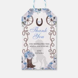 Western Blue Ranchero Quinceanera Gift Tags Geschenkanhänger