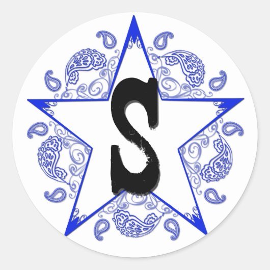 Western Blue "S" Monogramm Aufkleber (Vorderseite)