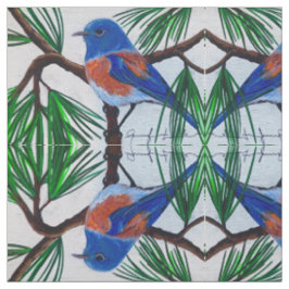 Western Bluebird in Pine Fabric Stoff