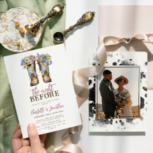 Western Blume Boots Rustikale Probe Abendessen Einladung