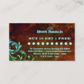 Western-Blumenloyalitäts-Karten-Brown-BlauGrunge Treuekarte (Rückseite)