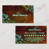 Western-Blumenloyalitäts-Karten-Brown-BlauGrunge Treuekarte (Vorne/Hinten)