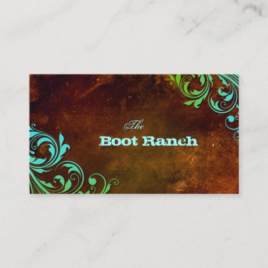 Western-Blumenloyalitäts-Karten-Brown-BlauGrunge Treuekarte (Vorderseite)