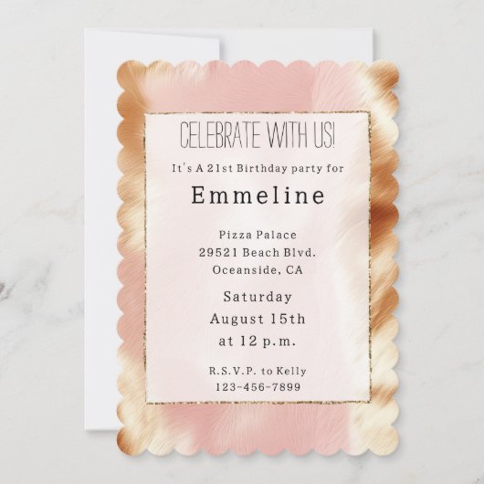 Western Blush Pink Brown Cowhid Einladung (Vorderseite)