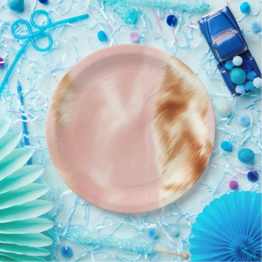 Western Blush Pink Brown Cowhid Pappteller (Party)