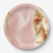 Western Blush Pink Brown Cowhid Pappteller (Vorderseite)