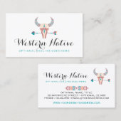 Western Bohemisch Rustikaler Kuhschädel Trendpfeil Visitenkarte (Vorne/Hinten)