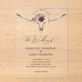 Western Bohemische Blumenkuh Hochzeit Acryleinladungen (Vorderseite)