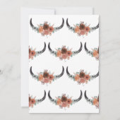 Western Bohemische Blumenkuh Hochzeit Einladung (Rückseite)