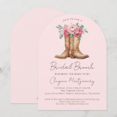 Western Boho Bridal Brunch Blush Pink Floral Einladung (Vorne/Hinten)