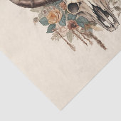 Western Boho Bull Skull Blumendekoupage Seidenpapier (Ausschnitt)