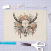 Western Boho Bull Skull Blumendekoupage Seidenpapier (Handwerk)