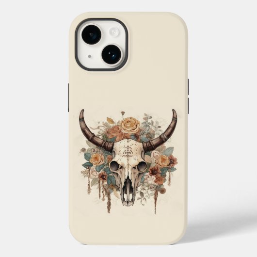 Western Boho Bull Skull Floral Case-Mate iPhone Hülle (Rückseite)