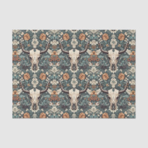Western Boho Bull Skull Floral Seidenpapier