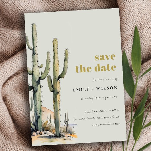 Western Boho Cacti Wüste Landschaft Grün Save The Date