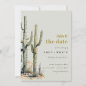 Western Boho Cacti Wüste Landschaft Grün Save The Date (Vorderseite)
