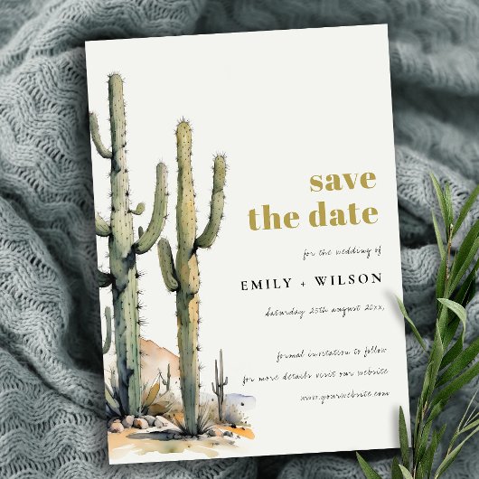 Western Boho Cacti Wüste Wasserfarbenwelt Landscha Save The Date