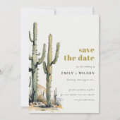 Western Boho Cacti Wüste Wasserfarbenwelt Landscha Save The Date (Vorderseite)